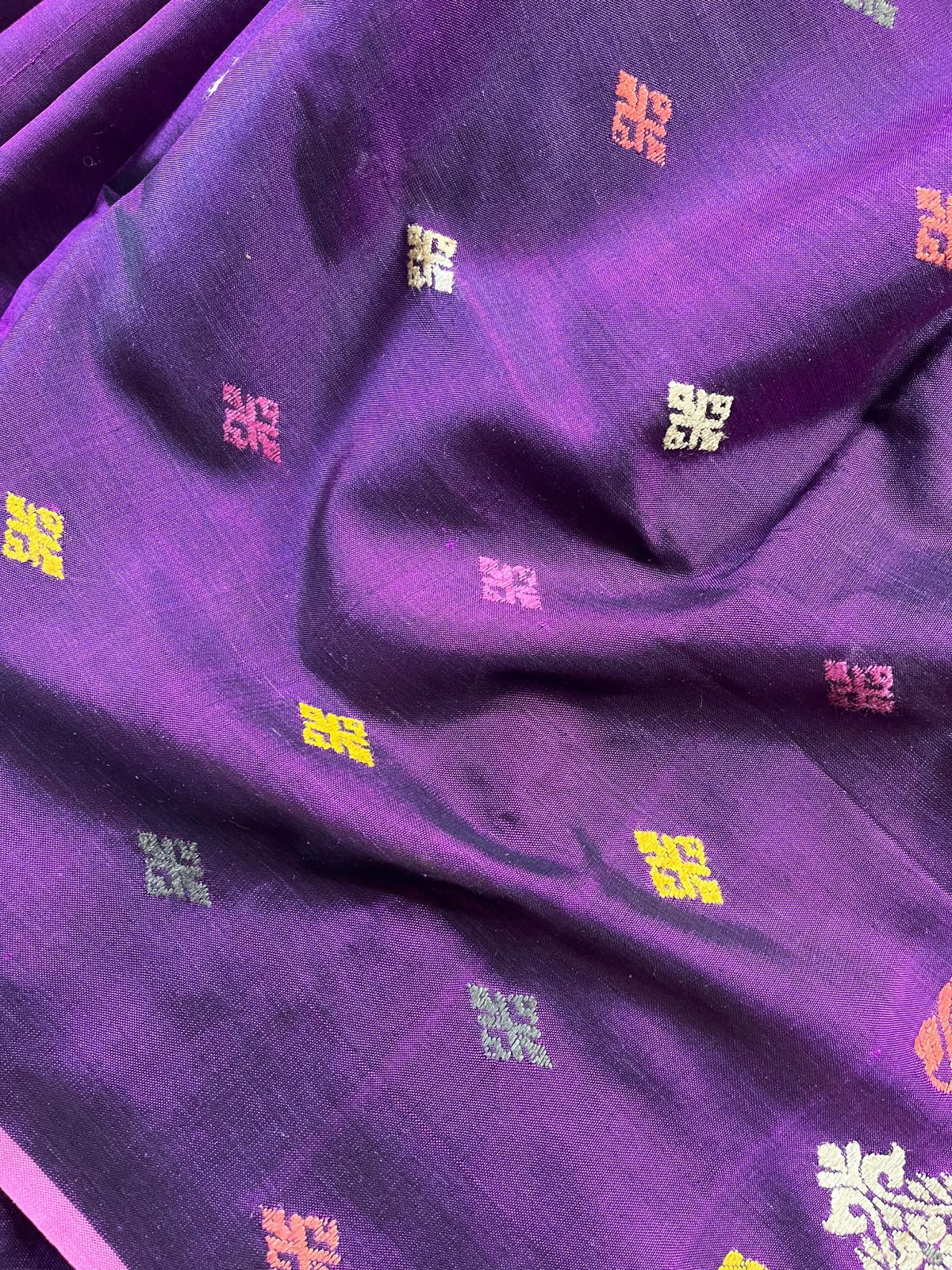 DARK PURPLE SILK PURE HANDLOOM ASSAMESE SAREE