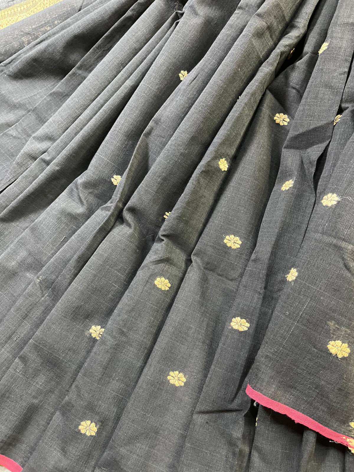 BLACK COTTON PURE HANDLOOM ASSAMESE  SAREE