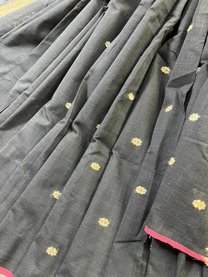 BLACK COTTON PURE HANDLOOM ASSAMESE  SAREE