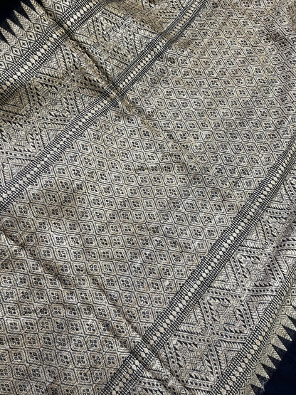 BLACK COTTON PURE HANDLOOM ASSAMESE  SAREE