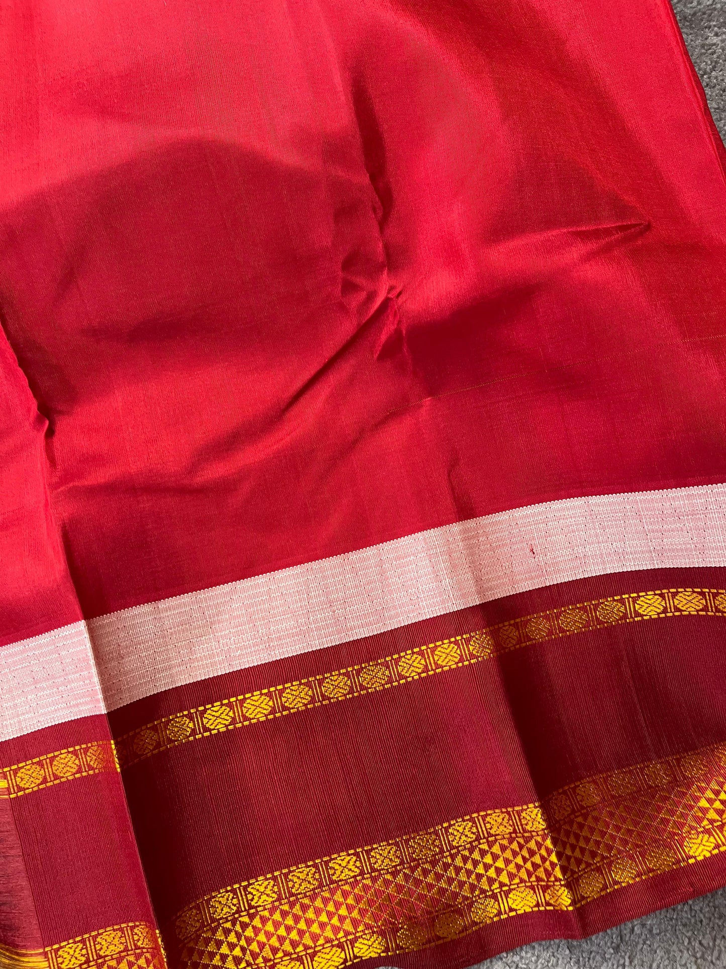 WHITE COTTON PURE HANDLOOM KANJIVARAM SAREE
