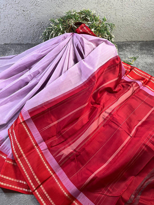 PINK COTTON PURE HANDLOOM KANJIVARAM SAREE