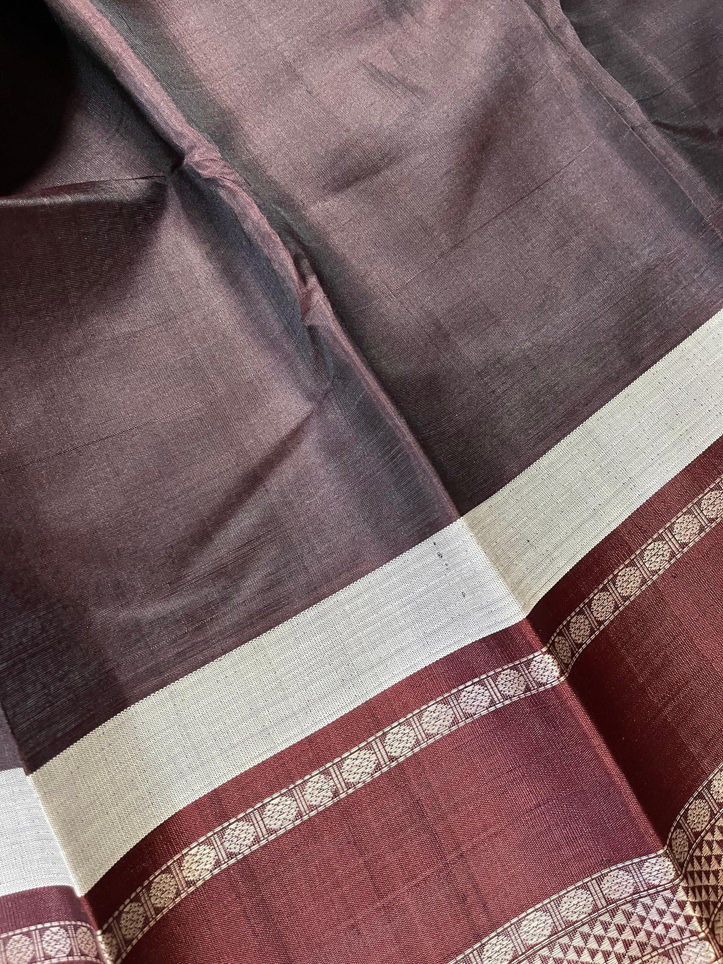 LIGHT MAUVE COTTON PURE HANDLOOM KANJIVARAM SAREE