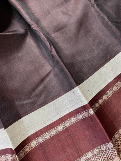 LIGHT MAUVE COTTON PURE HANDLOOM KANJIVARAM SAREE