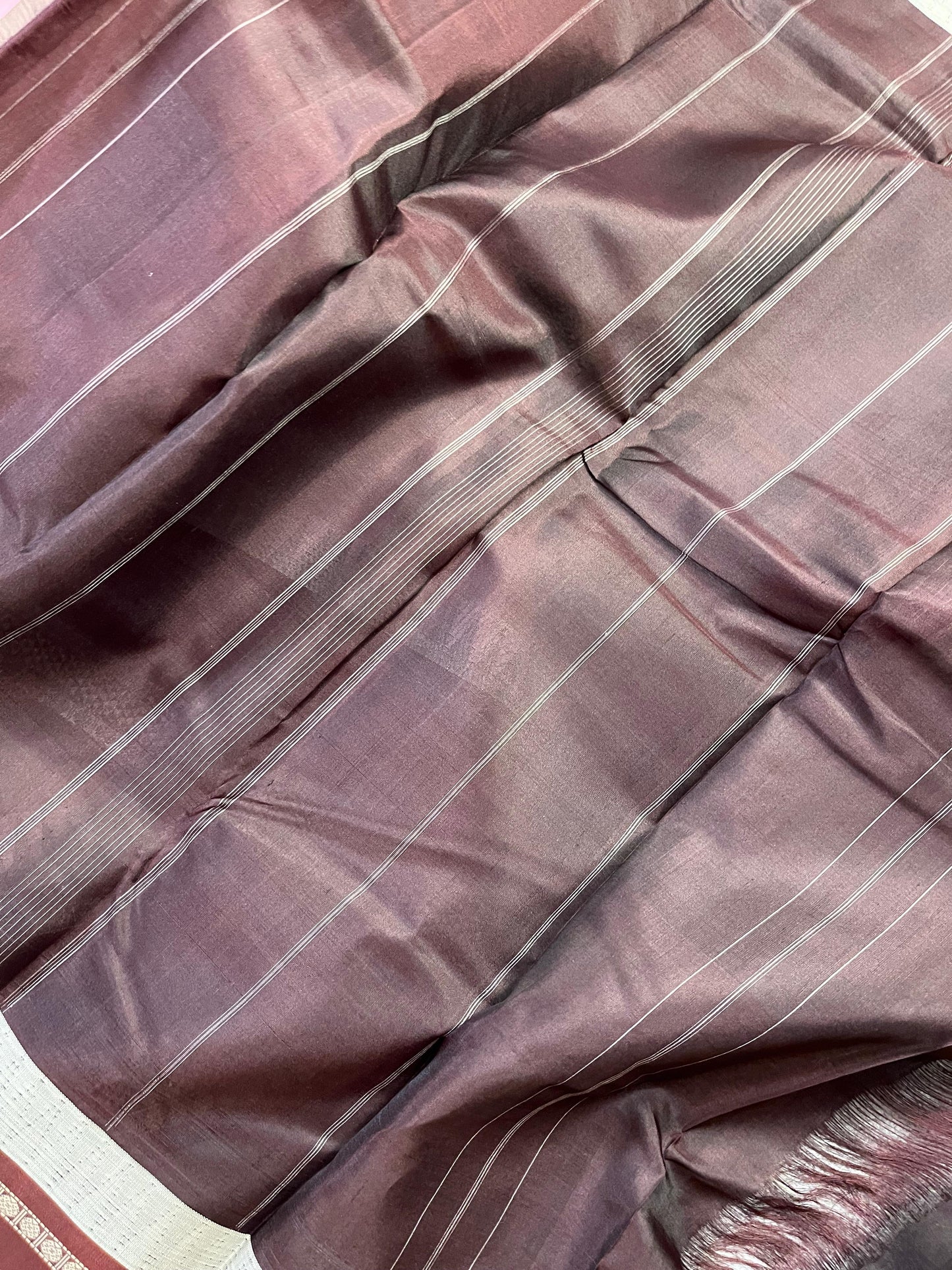 LIGHT MAUVE COTTON PURE HANDLOOM KANJIVARAM SAREE