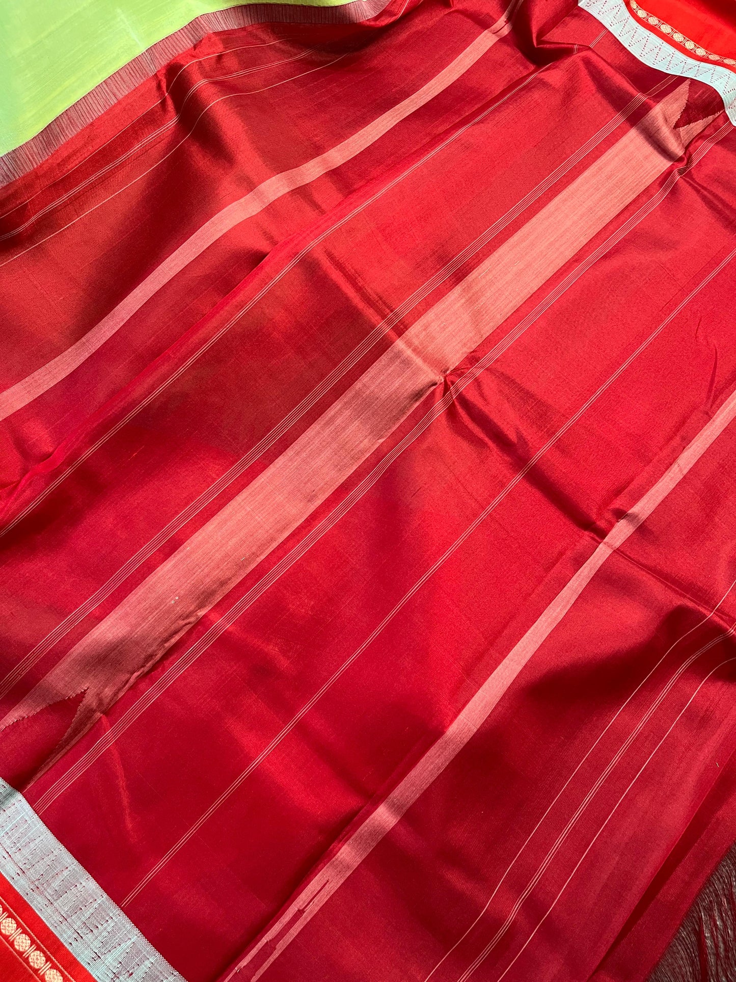 GREEN COTTON PURE HANDLOOM KANJIVARAM SAREE