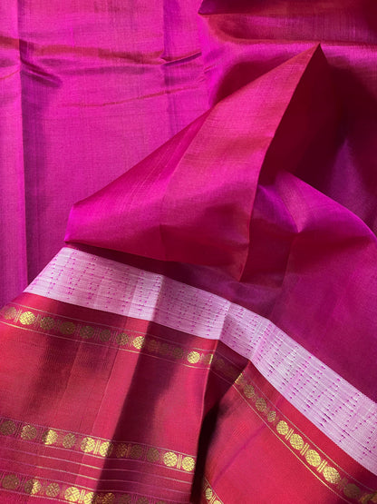 CREAM COTTON PURE HANDLOOM KANJIVARAM SAREE