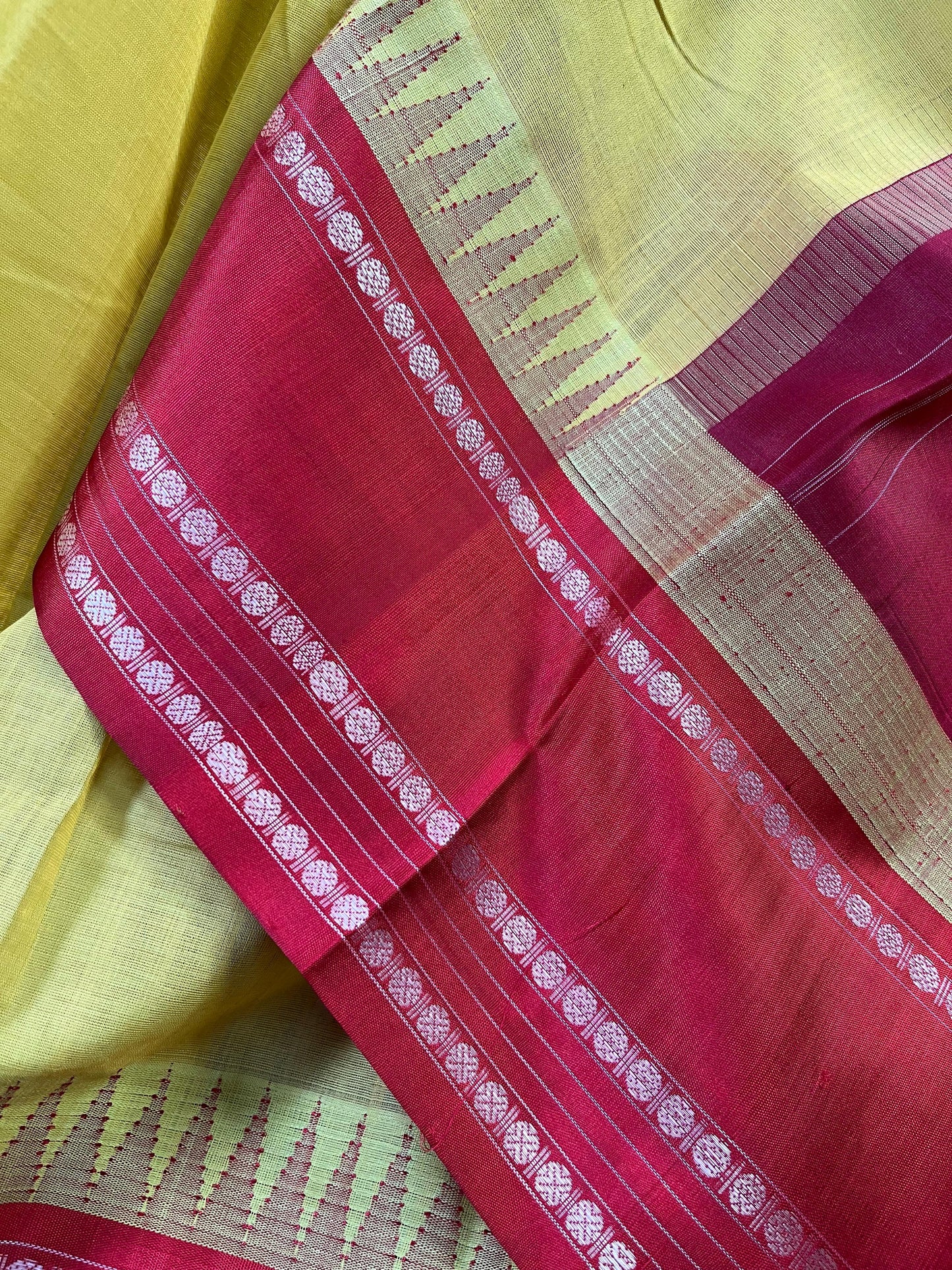 YELLOW COTTON PURE HANDLOOM KANJIVARAM SAREE
