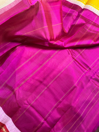 CREAM COTTON PURE HANDLOOM KANJIVARAM SAREE
