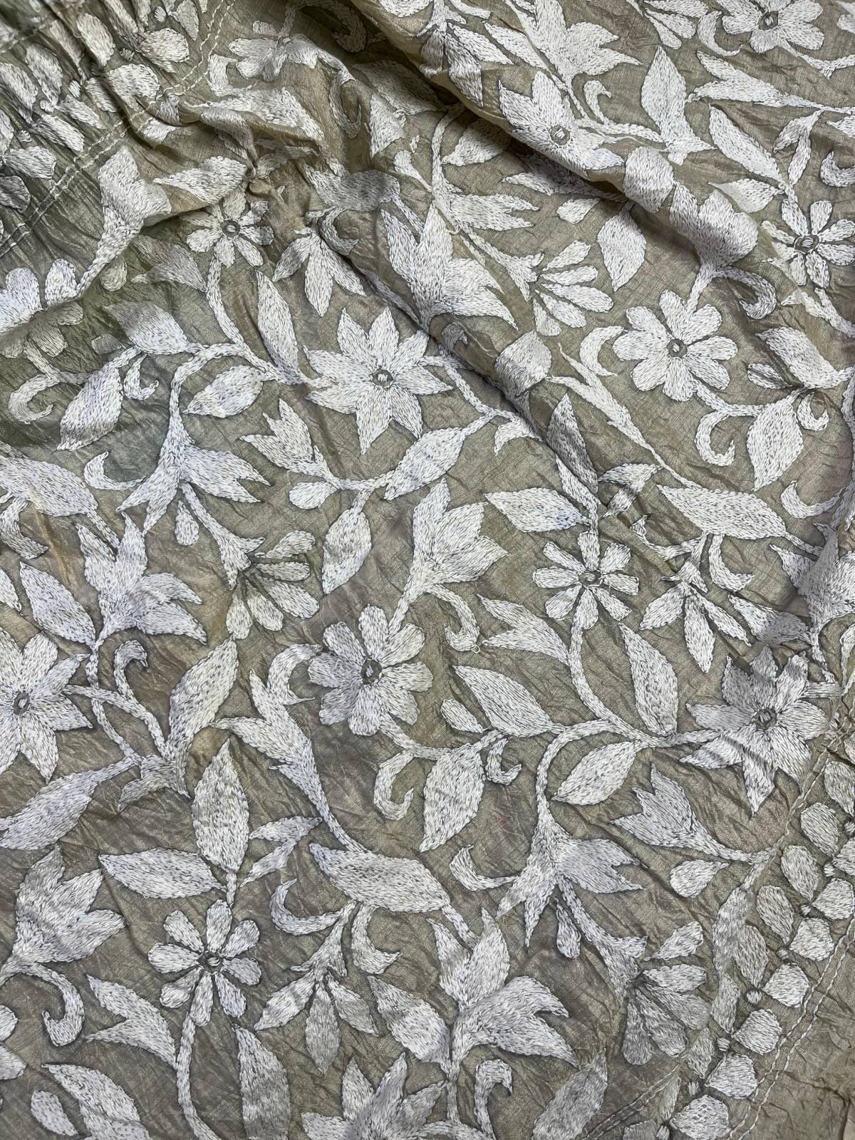 SEA GREEN TASSAR PURE HANDLOOM BANDHEJ SAREE