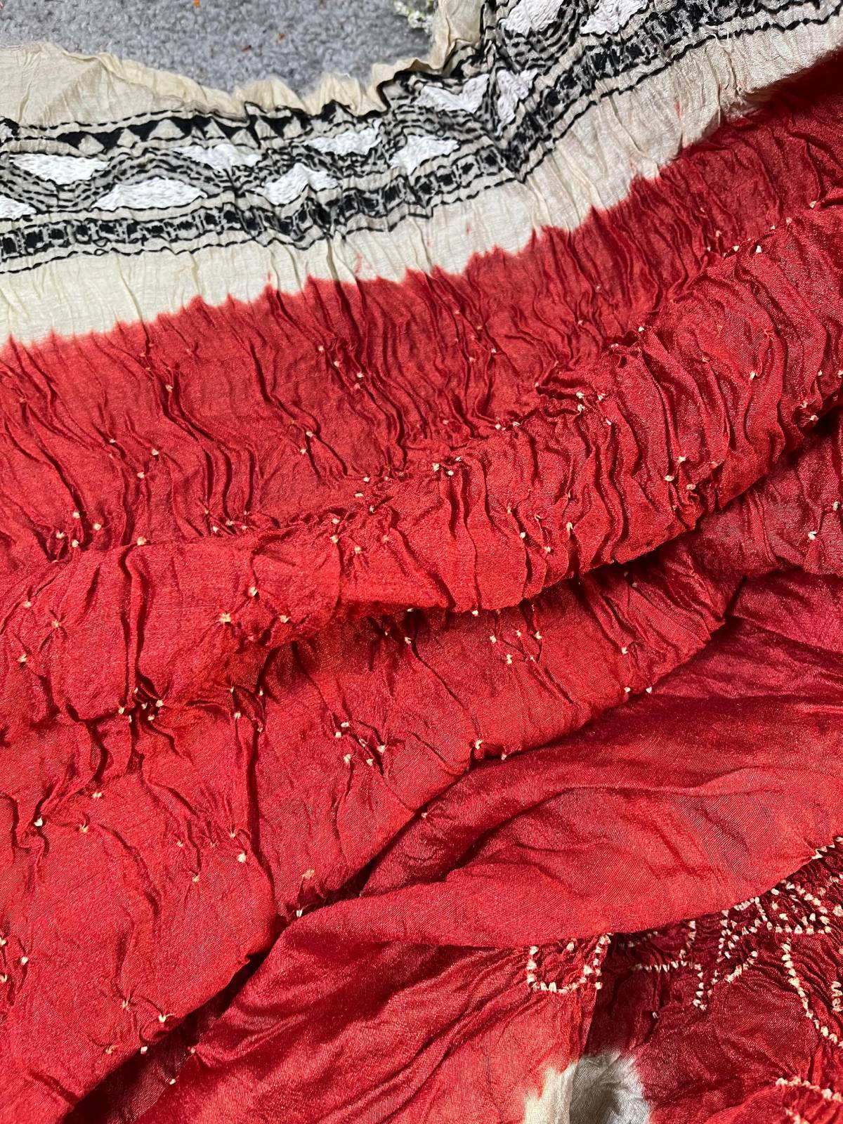 RED TASSAR PURE HANDLOOM BANDHEJ SAREE