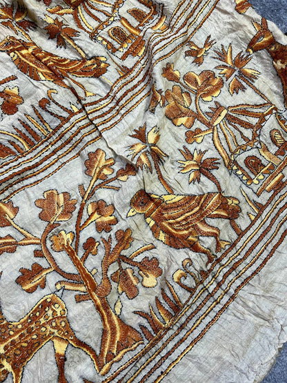 TURMERIC YELLOW TASSAR PURE HANDLOOM BANDHEJ SAREE