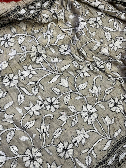 RED TASSAR PURE HANDLOOM BANDHEJ SAREE