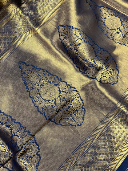 GOLD KATAN TISSUE PURE HANDLOOM BANARASI SAREE