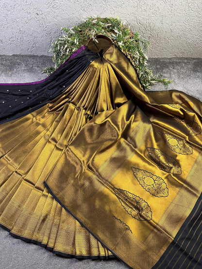 GOLD KATAN TISSUE PURE HANDLOOM BANARASI SAREE