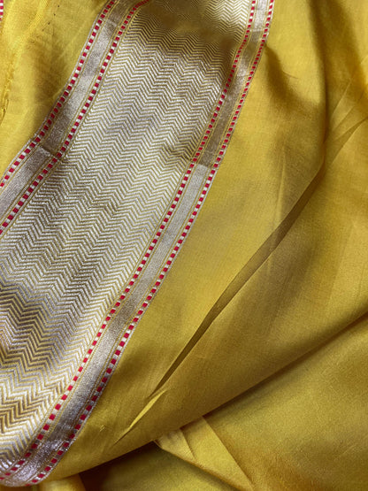 YELLOW KATAN TISSUE PURE HANDLOOM BANARASI SAREE