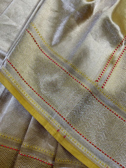 YELLOW KATAN TISSUE PURE HANDLOOM BANARASI SAREE
