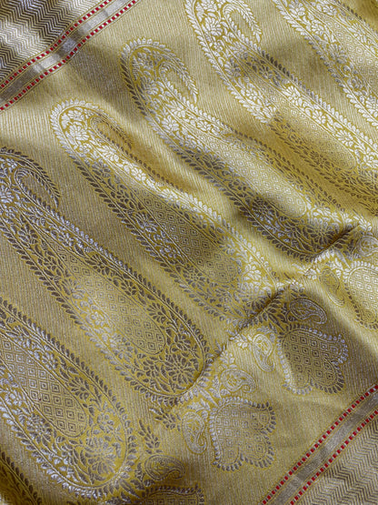 YELLOW KATAN TISSUE PURE HANDLOOM BANARASI SAREE