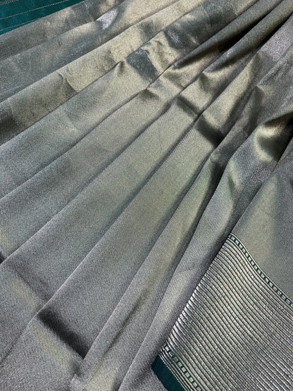 SILVER KATAN TISSUE PURE HANDLOOM BANARASI SAREE