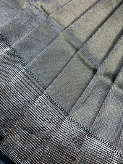 SILVER KATAN TISSUE PURE HANDLOOM BANARASI SAREE