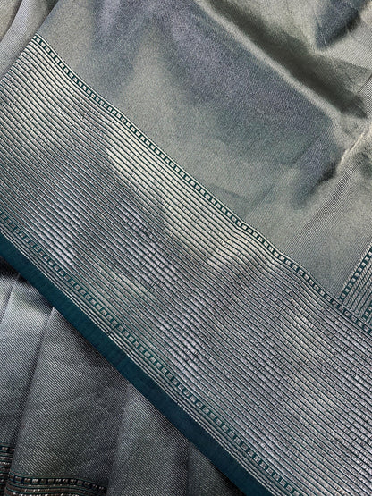 SILVER KATAN TISSUE PURE HANDLOOM BANARASI SAREE