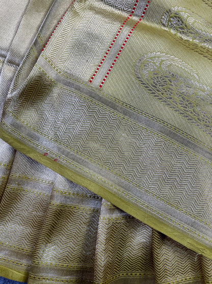 NEON GREEN KATAN TISSUE PURE HANDLOOM BANARASI SAREE