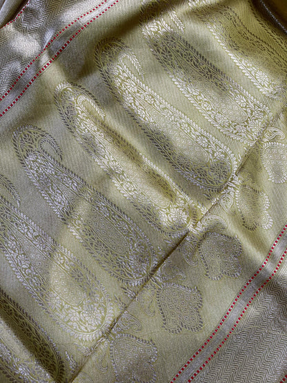 NEON GREEN KATAN TISSUE PURE HANDLOOM BANARASI SAREE