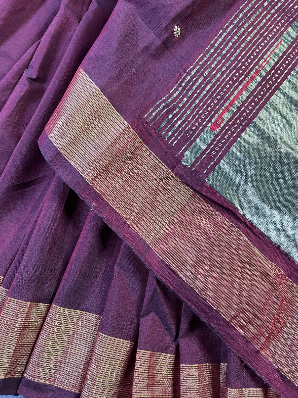 DARK WINE PURE HANDLOOM COTTON PAITHANI SAREE