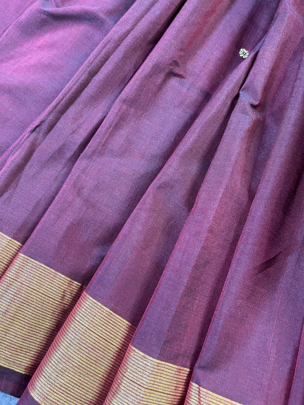 DARK WINE PURE HANDLOOM COTTON PAITHANI SAREE