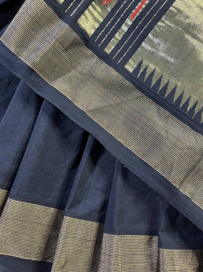 BLACK PURE HANDLOOM COTTON PAITHANI SAREE