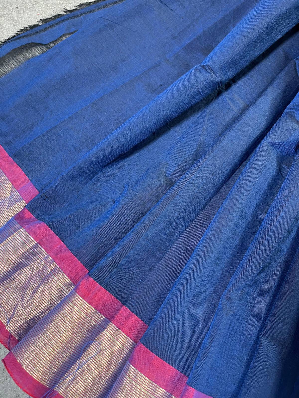 MIDNIGHT BLUE PURE HANDLOOM COTTON PAITHANI SAREE