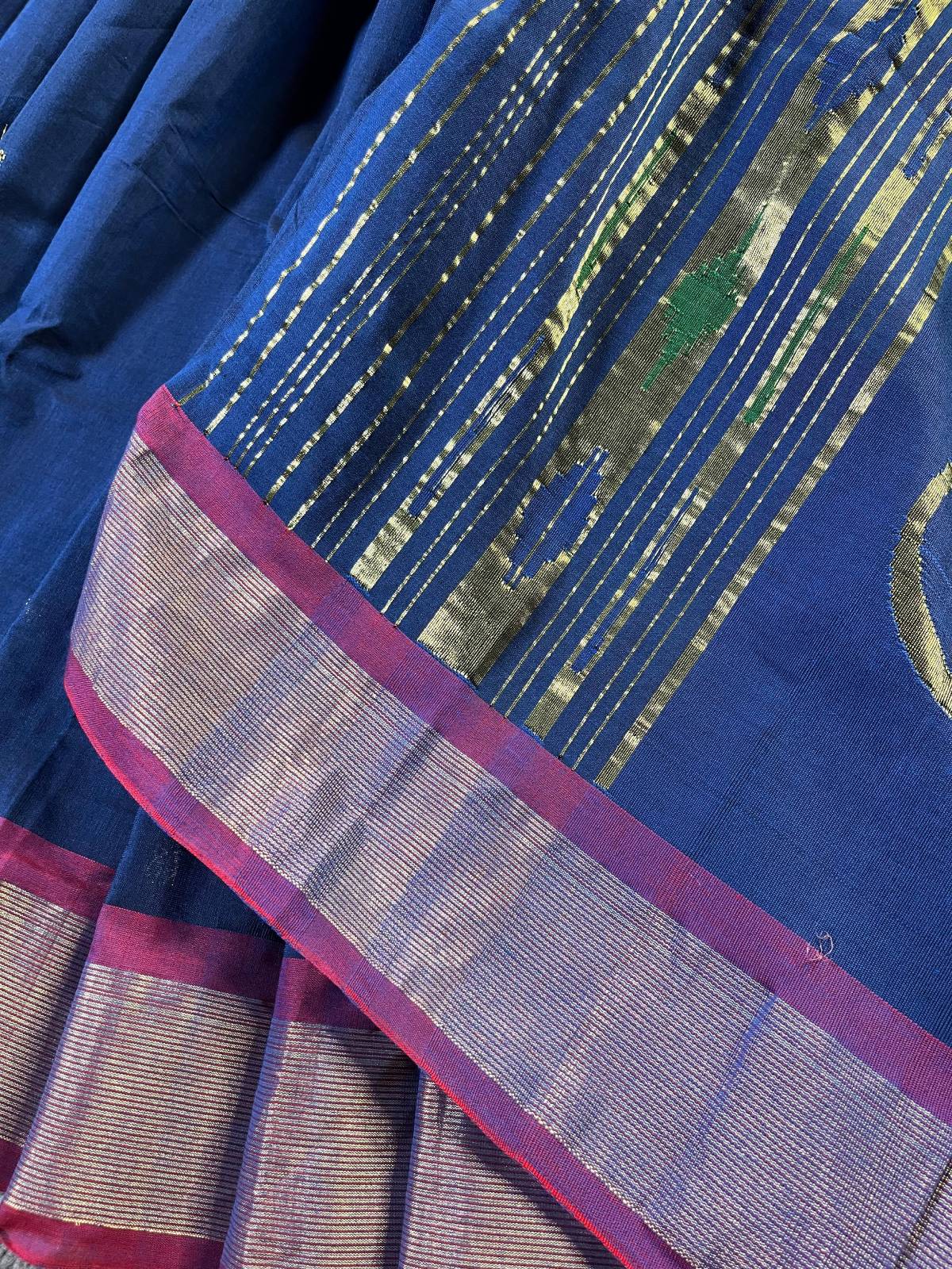 MIDNIGHT BLUE PURE HANDLOOM COTTON PAITHANI SAREE
