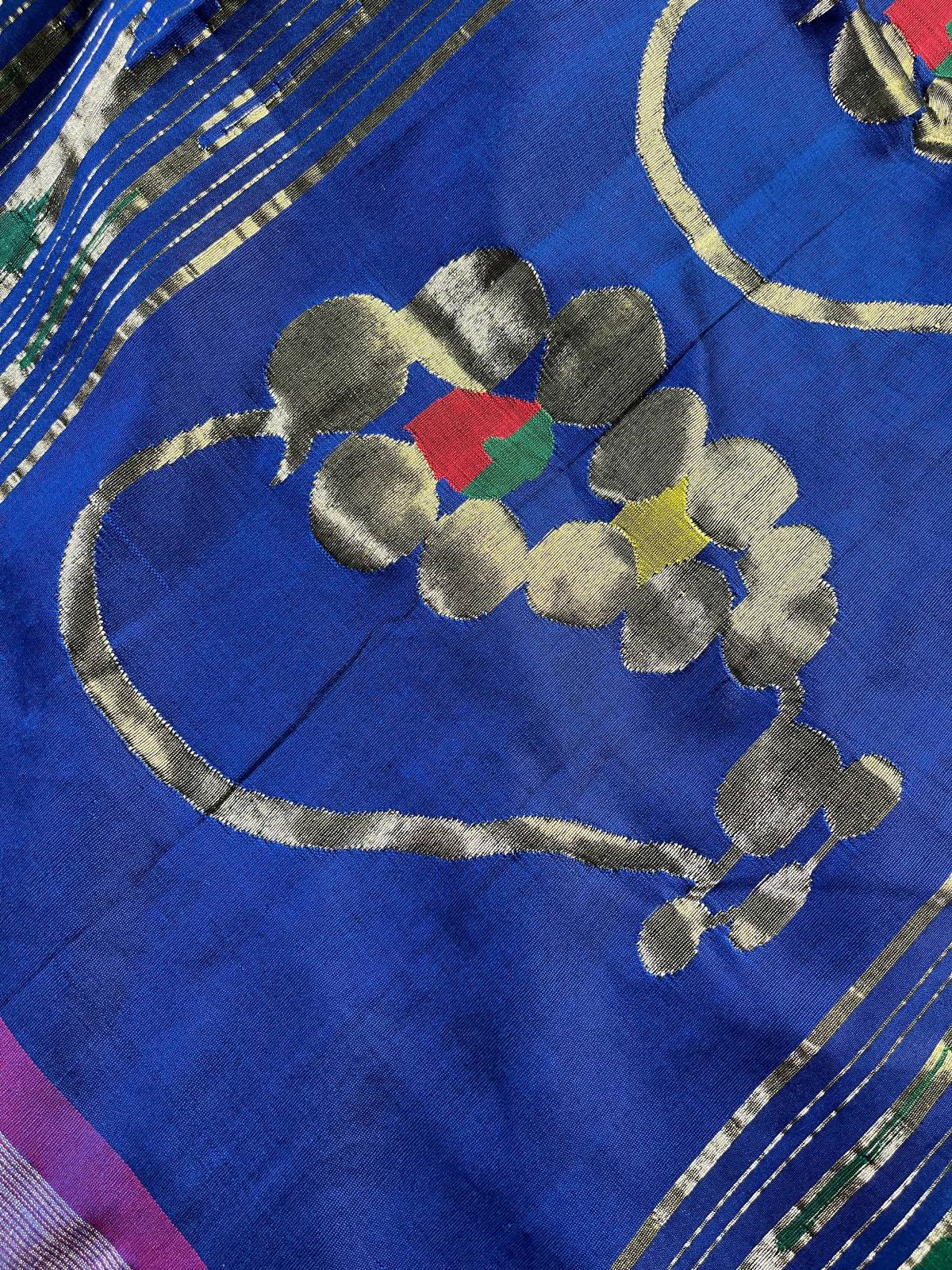 MIDNIGHT BLUE PURE HANDLOOM COTTON PAITHANI SAREE