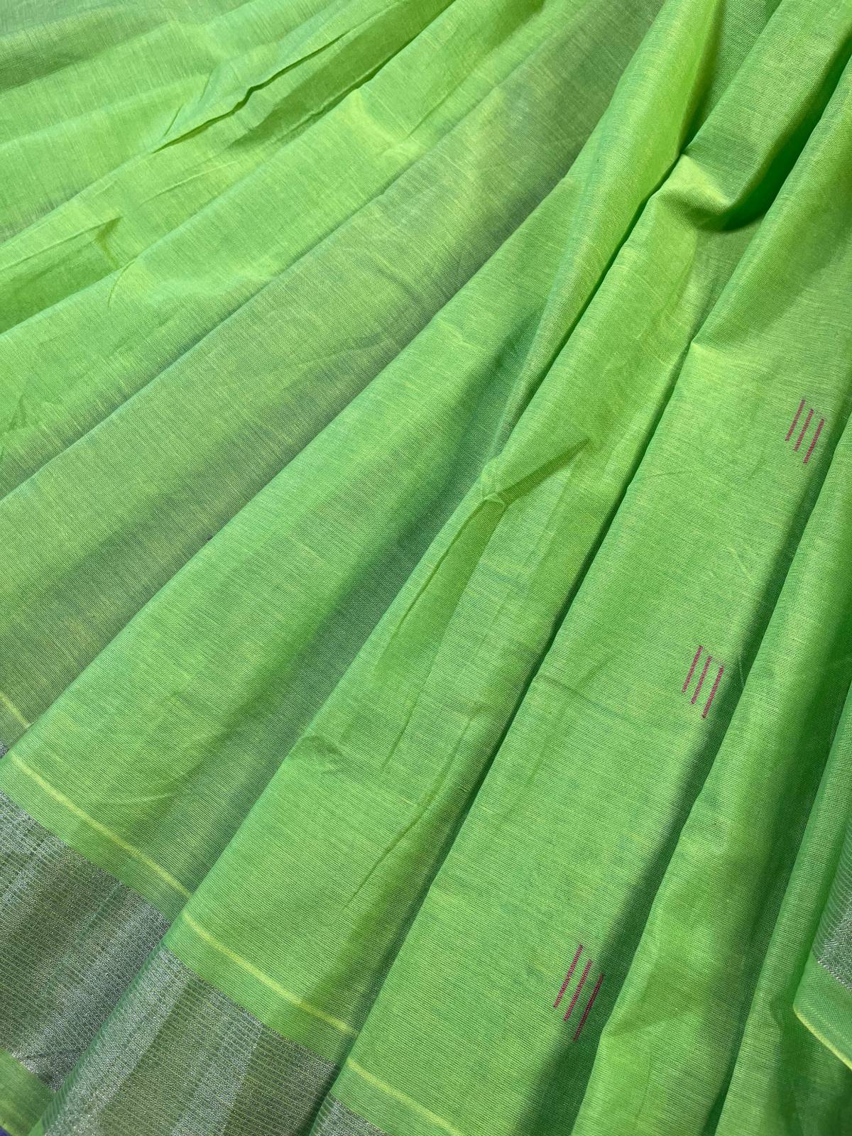 NEON GREEN PURE HANDLOOM COTTON PAITHANI SAREE