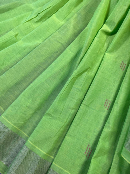 NEON GREEN PURE HANDLOOM COTTON PAITHANI SAREE
