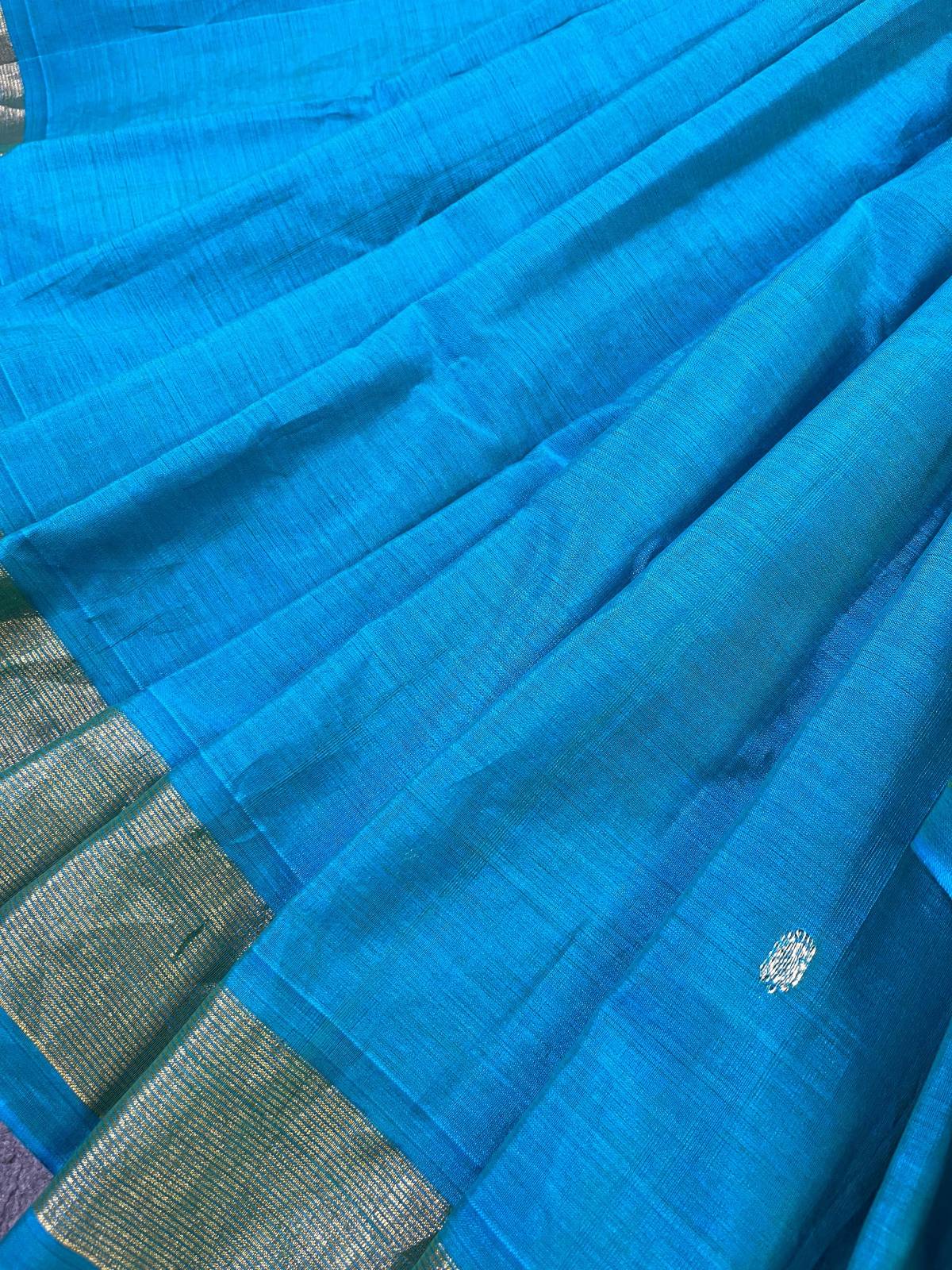 TURQUOISE BLUE PURE HANDLOOM COTTON PAITHANI SAREE