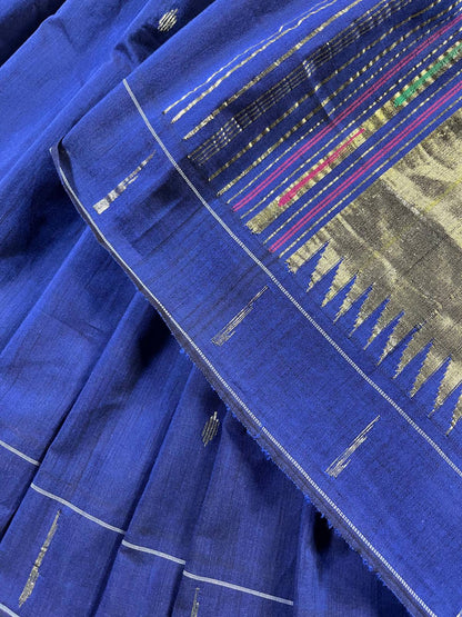 MIDNIGHT BLUE PURE HANDLOOM COTTON PAITHANI SAREE
