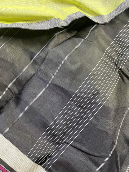 LIGHT PISTA GREEN COTTON PURE HANDLOOM KANJIVARAM SAREE