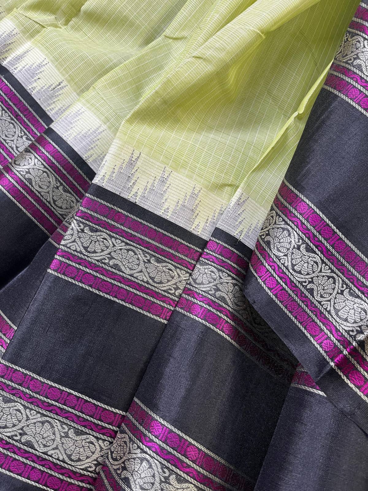 LIGHT PISTA GREEN COTTON PURE HANDLOOM KANJIVARAM SAREE