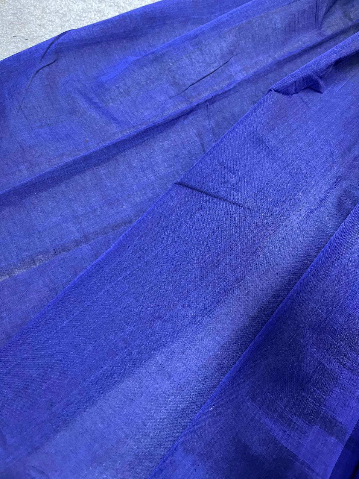 BLUE BROWN AND PINK COTTON PURE HANDLOOM KANJIVARAM SAREE