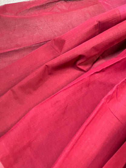 PINK RED ORANGE COTTON PURE HANDLOOM KANJIVARAM SAREE