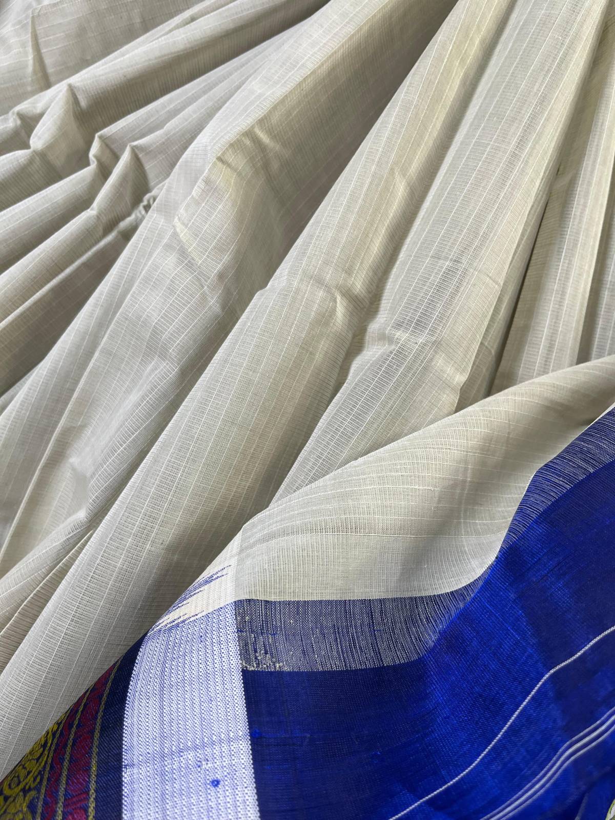 IVORY COTTON PURE HANDLOOM KANJIVARAM SAREE