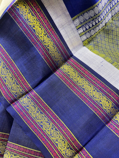 IVORY COTTON PURE HANDLOOM KANJIVARAM SAREE