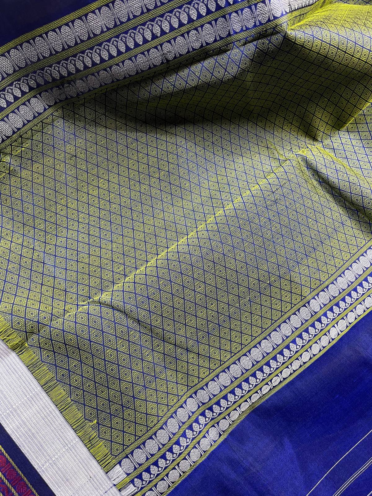 IVORY COTTON PURE HANDLOOM KANJIVARAM SAREE