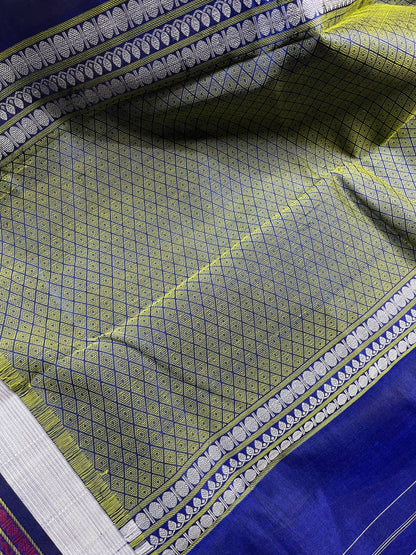 IVORY COTTON PURE HANDLOOM KANJIVARAM SAREE