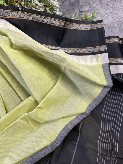 LIGHT PISTA GREEN COTTON PURE HANDLOOM KANJIVARAM SAREE