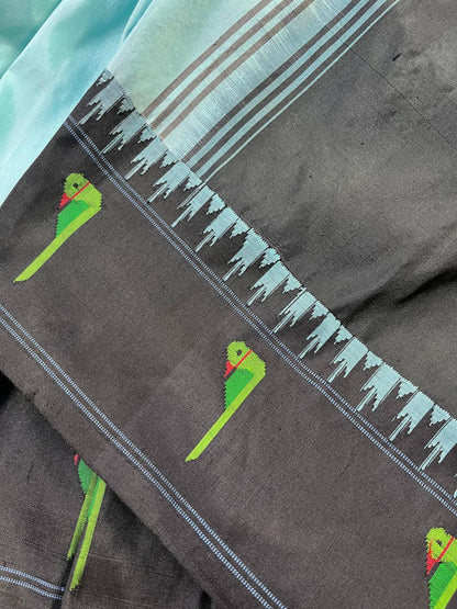 BLUE SILK PURE HANDLOOM PAITHANI SAREE