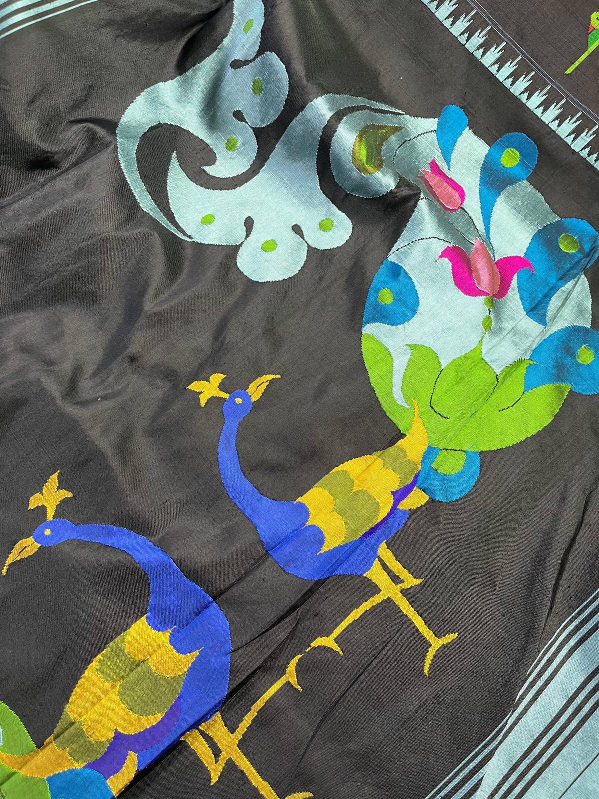 BLUE SILK PURE HANDLOOM PAITHANI SAREE