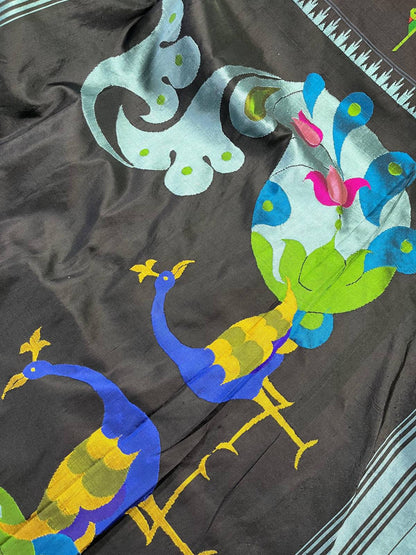 BLUE SILK PURE HANDLOOM PAITHANI SAREE