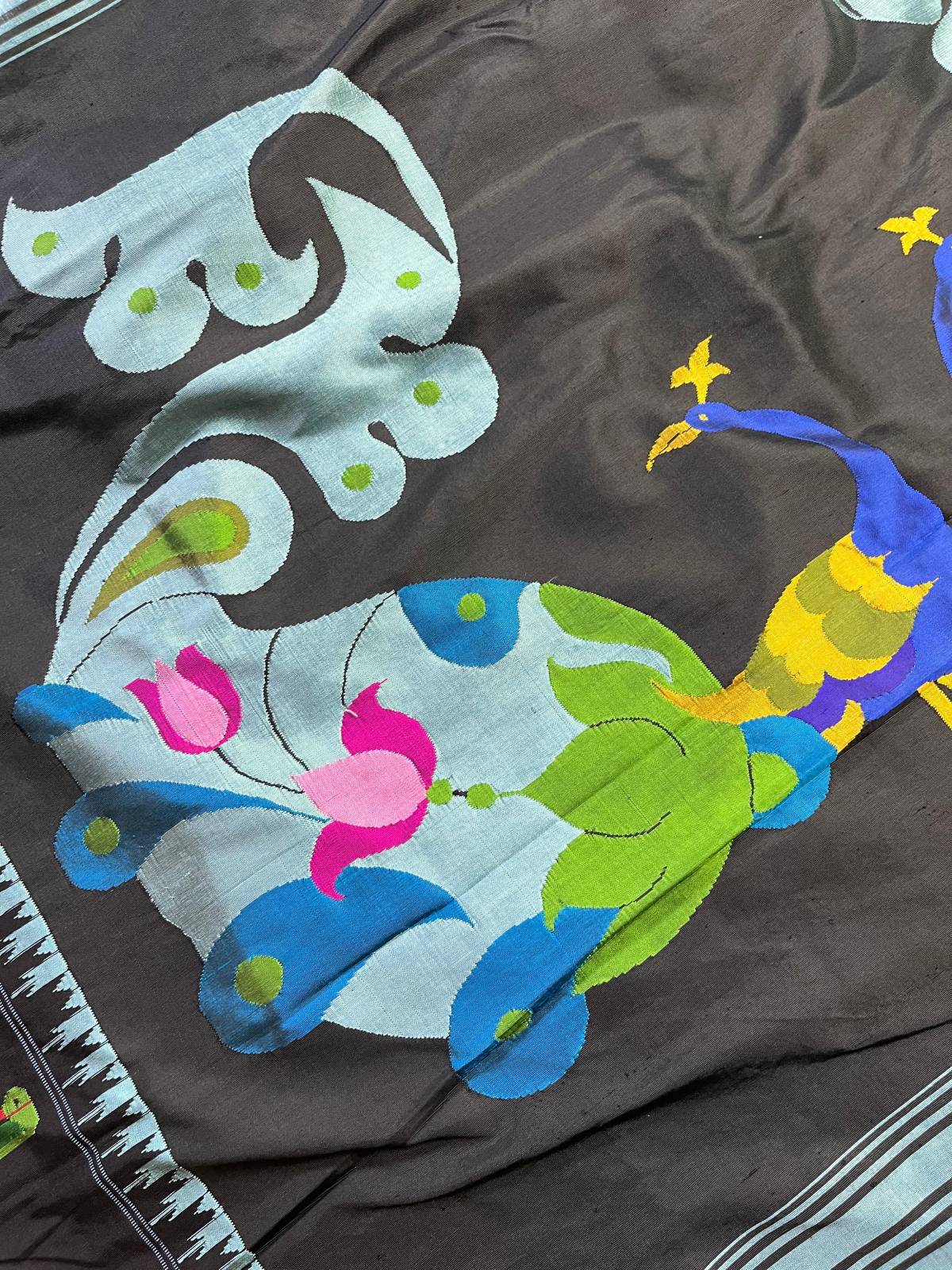 BLUE SILK PURE HANDLOOM PAITHANI SAREE